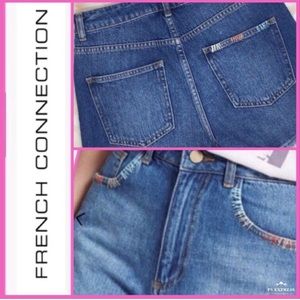 French Connection Frayed Denim Shorts Size 6 NWT